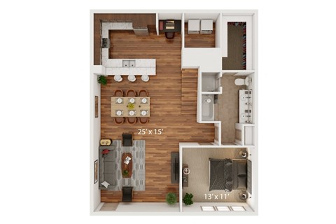 Floor plan for 1 bed, 1 bath, 1472 sqft